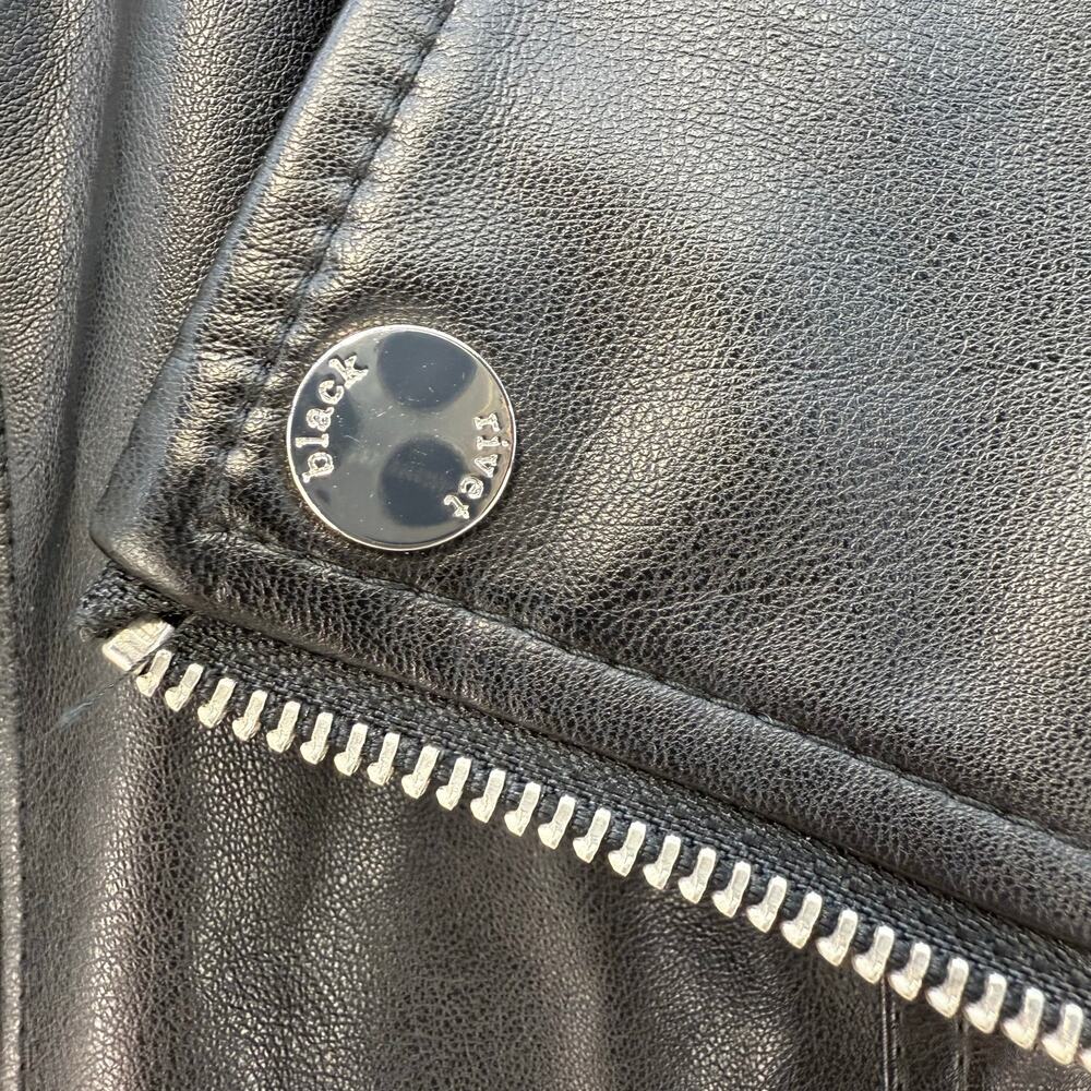 Black Rivet Vegan Leather Jacket Women's L Black GIII Moto Motorcycle Stretch - Picture 7 of 13